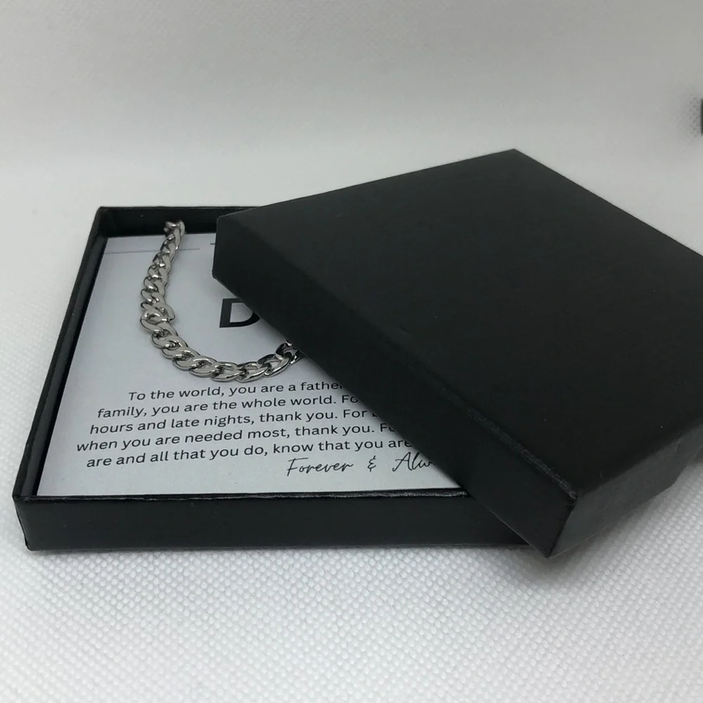 Gift for Dad “Worlds Beat Dad” Silver Tone 20” Chain Necklace with Gift Box